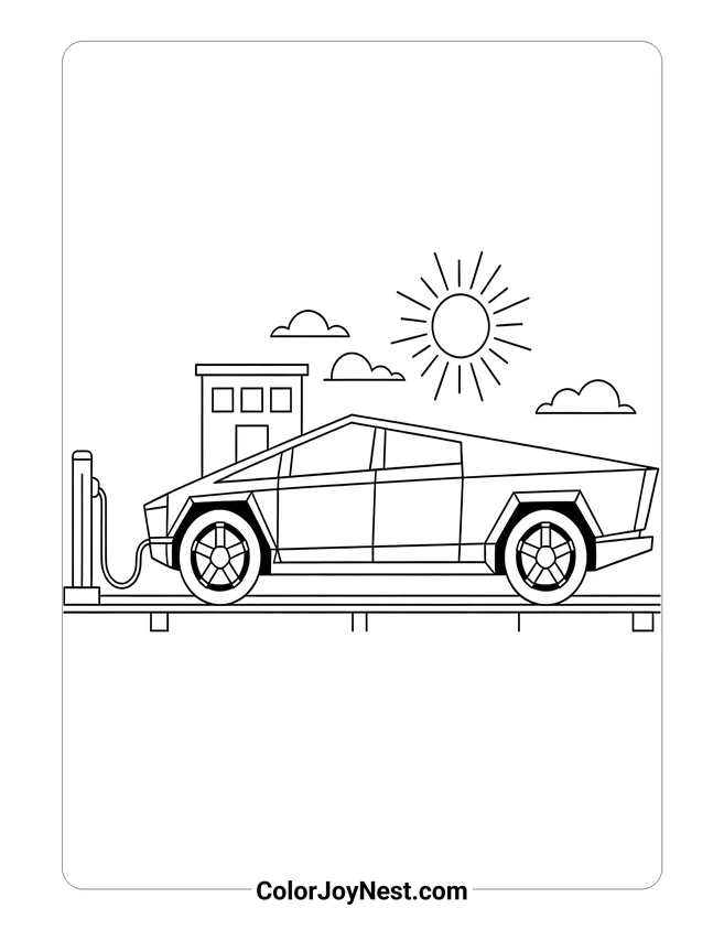 Cybertruck Charging Station Coloring Page
