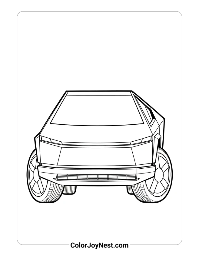 Cybertruck Front View Coloring Page