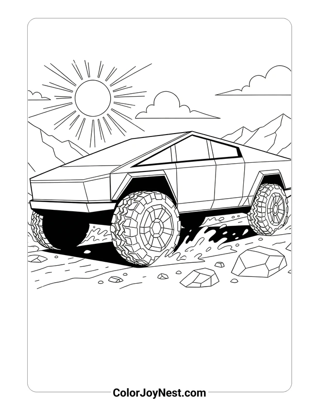 Cybertruck Off Road Coloring Page