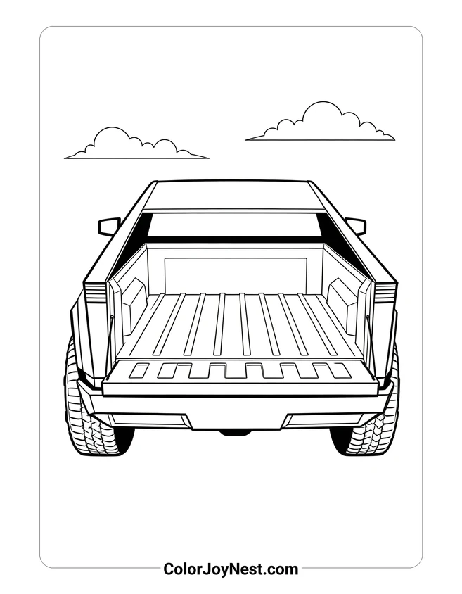 Cybertruck Open Bed Coloring Page