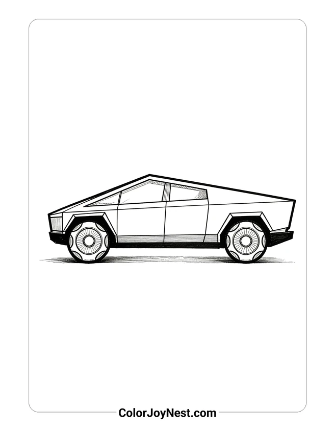 Cybertruck Side Profile Coloring Page