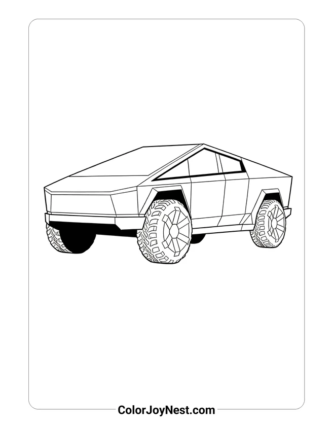 Futuristic Cybertruck Coloring Page
