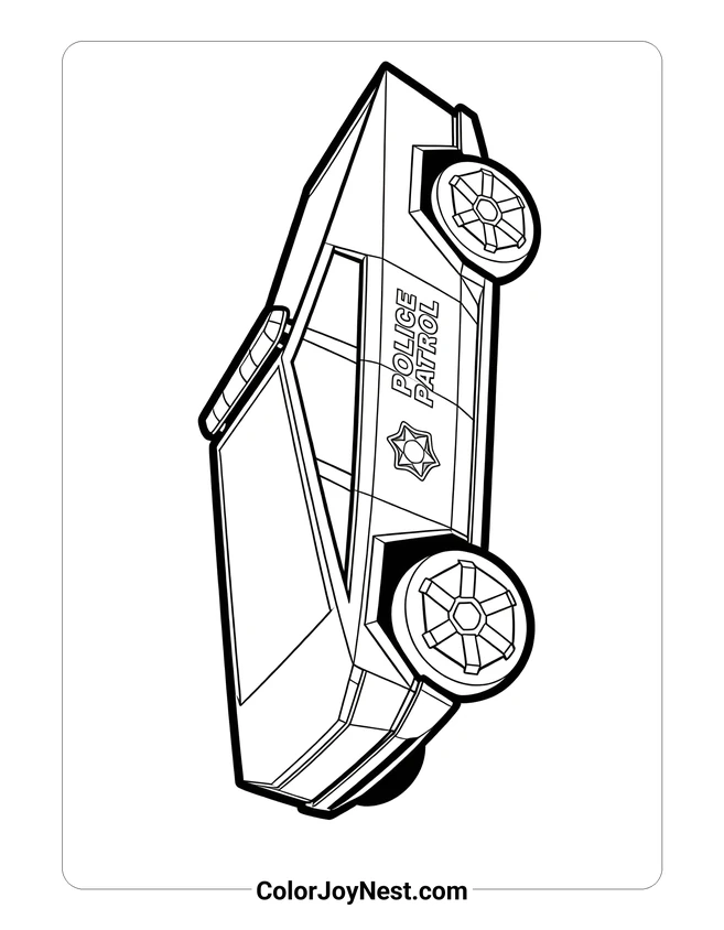 Police Cybertruck Coloring Page