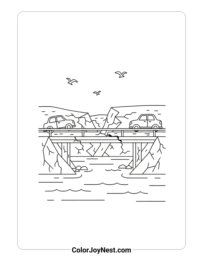 Bridge Cracking Coloring Page