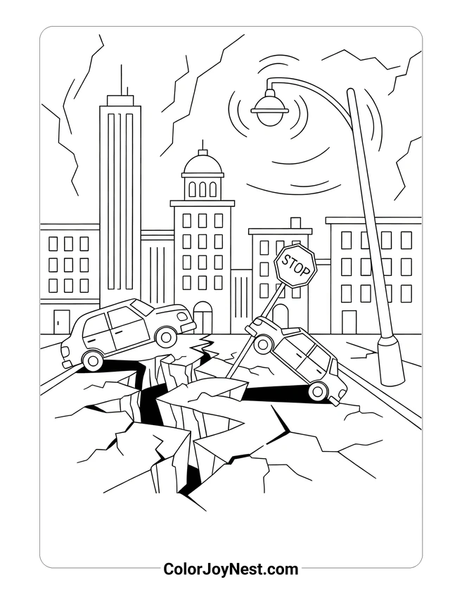 Cracked Street Coloring Page