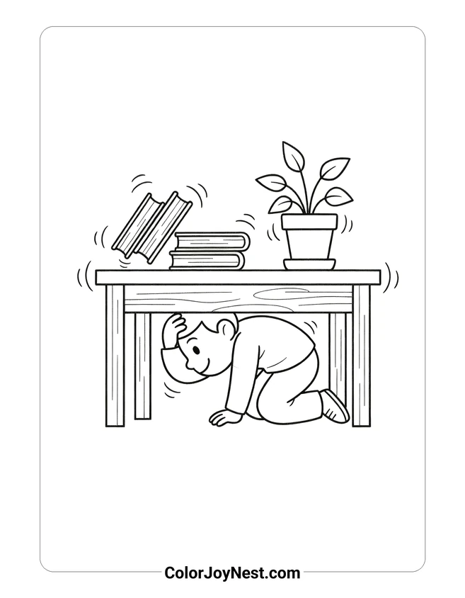 Drop Cover Hold On Coloring Page