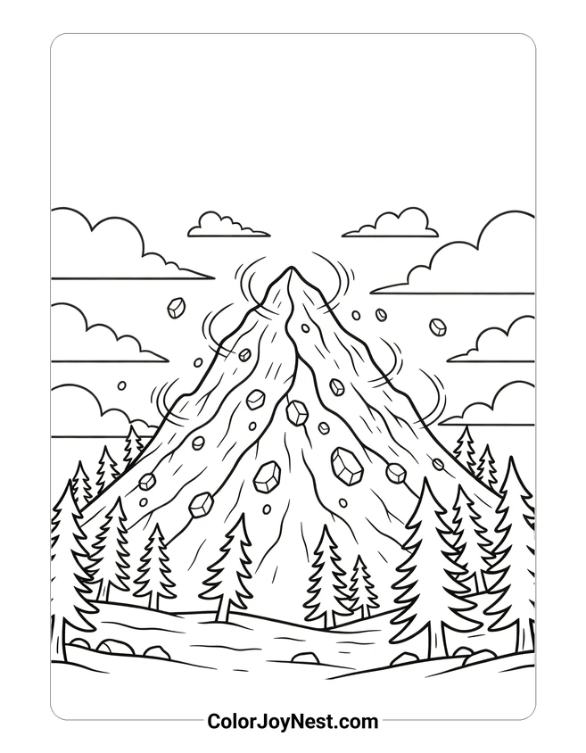 Mountain Earthquake Coloring Page