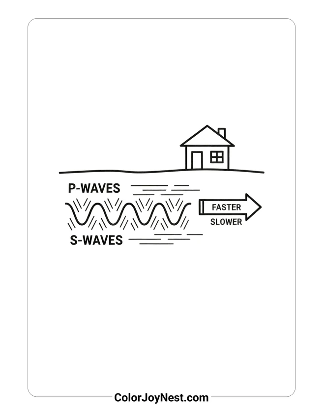 P-Waves and S-Waves Coloring Page