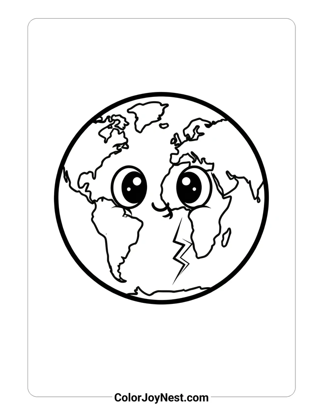 Smiling Earth Crack Coloring Page