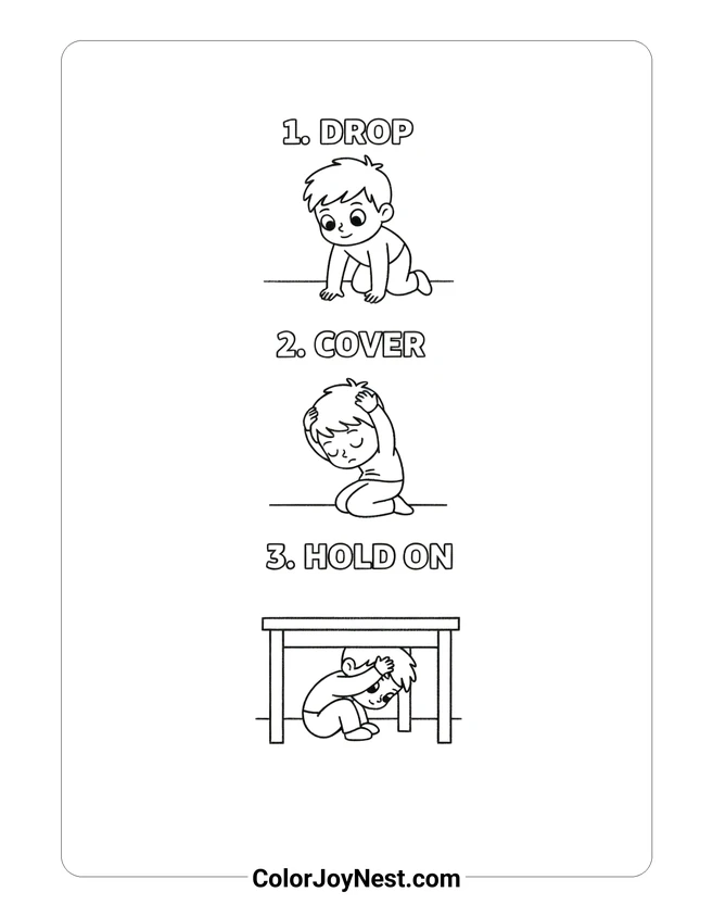 Three Safety Actions Coloring Page