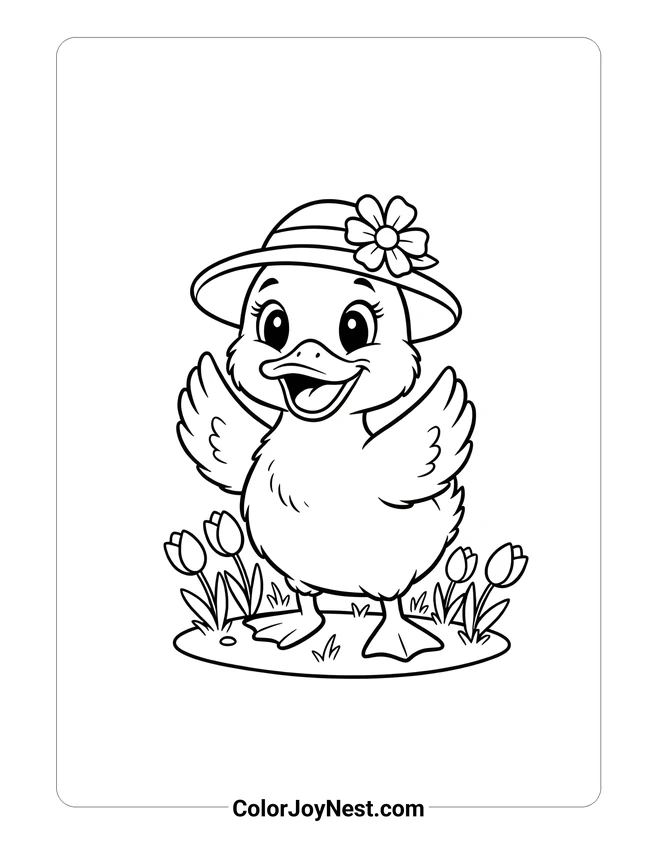 Cartoon Easter Duck Coloring Page