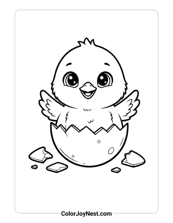 Chick Hatching from Egg Coloring Page