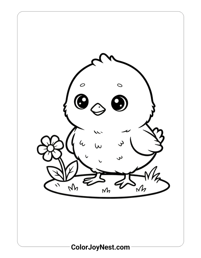 Cute Baby Chick Coloring Page