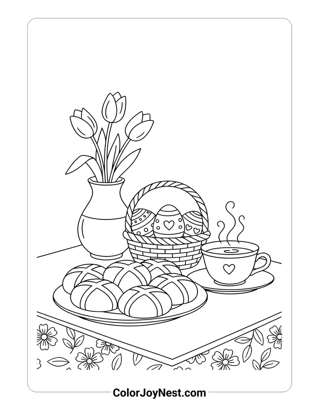 Easter Breakfast Table Coloring Page