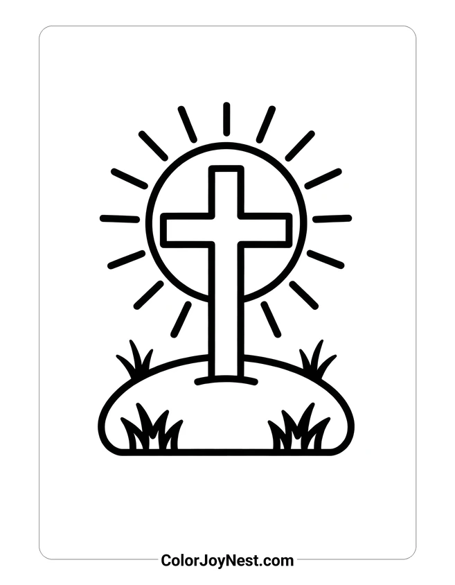 Easter Cross Outline Coloring Page