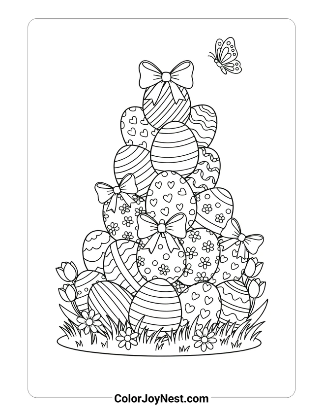 Easter Egg Pile Coloring Page