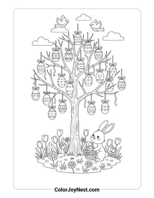 Easter Egg Tree Coloring Page