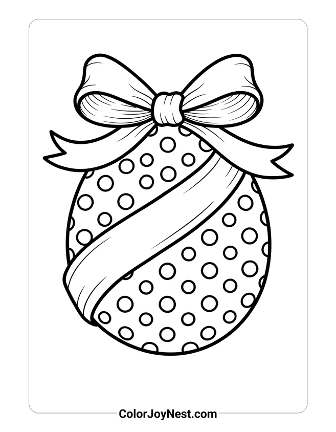 Easter Egg with Bow Coloring Page