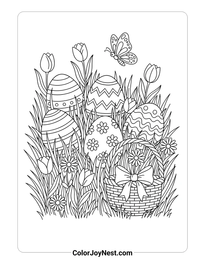 Easter Eggs Hunt Coloring Page