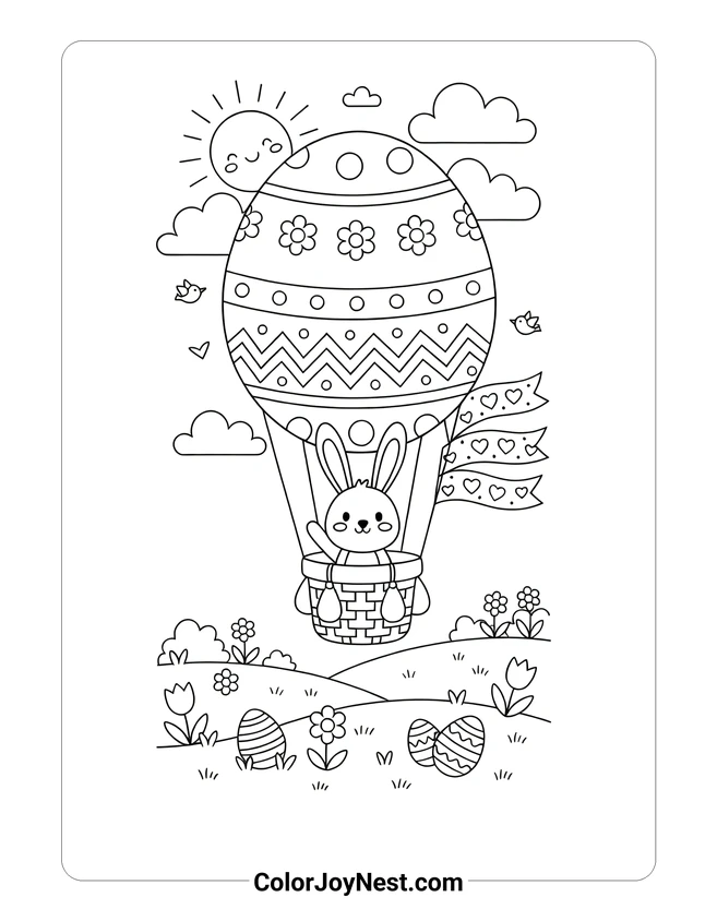 Easter Hot Air Balloon Coloring Page