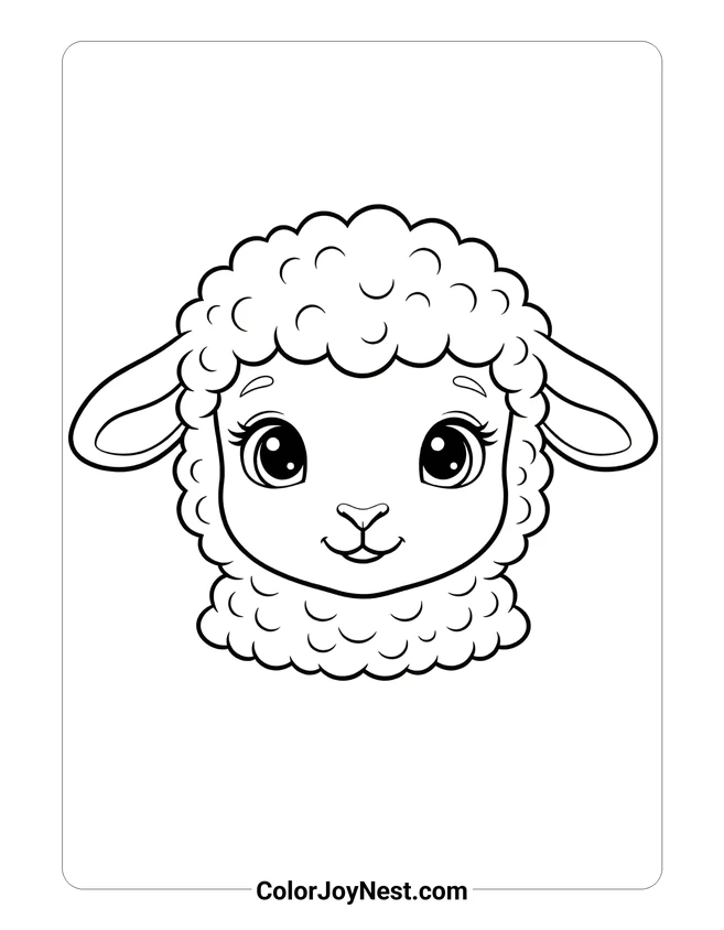 Easter Lamb Face Coloring Page