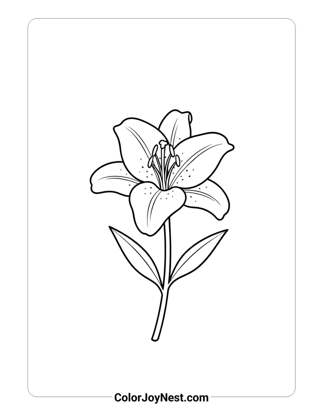 Easter Lily Flower Coloring Page