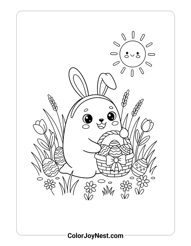 Silly Creature Easter Hunt Coloring Page