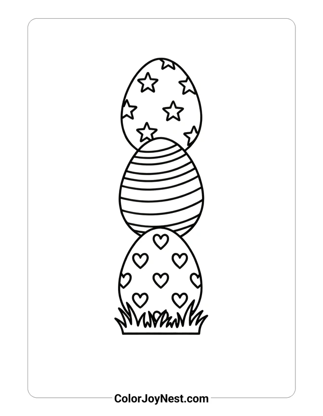 Three Decorated Eggs Coloring Page