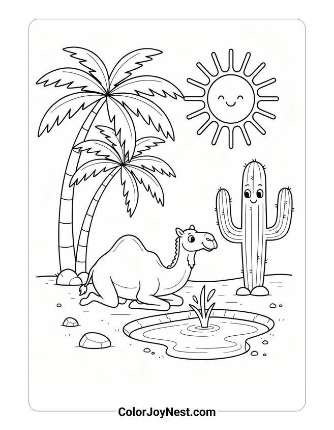 Desert Oasis Coloring Page