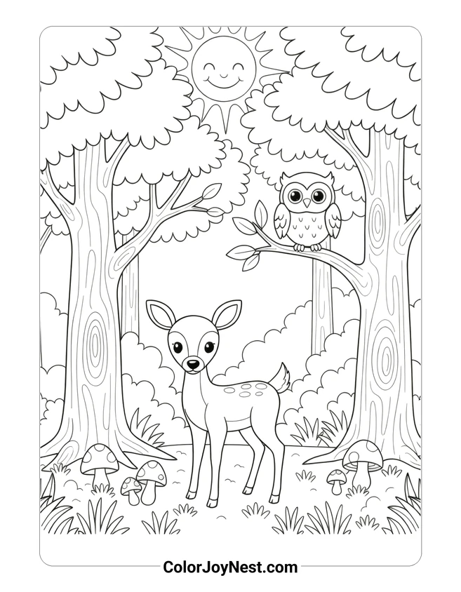 Forest Ecosystem Coloring Page