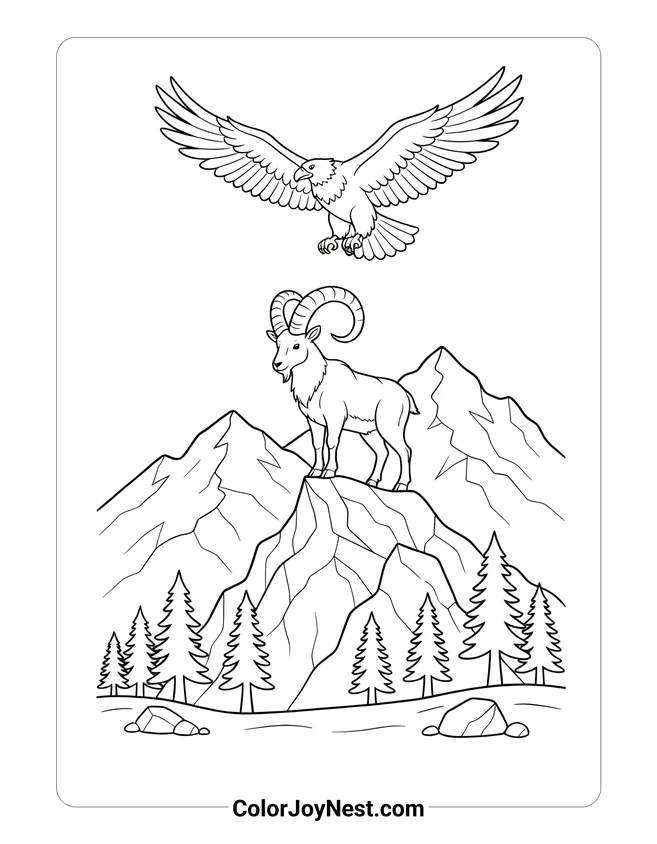 Mountain Ecosystem Coloring Page