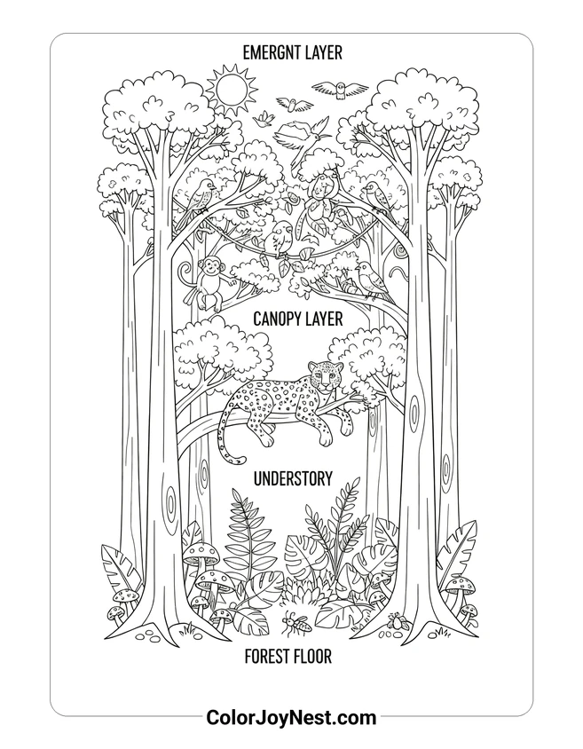 Rainforest Layers Coloring Page