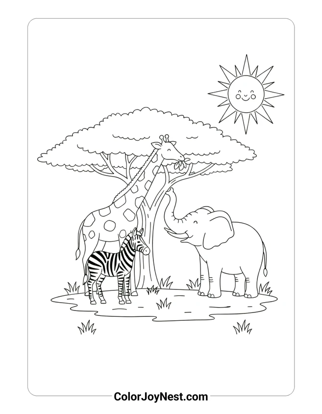 Savanna Friends Coloring Page
