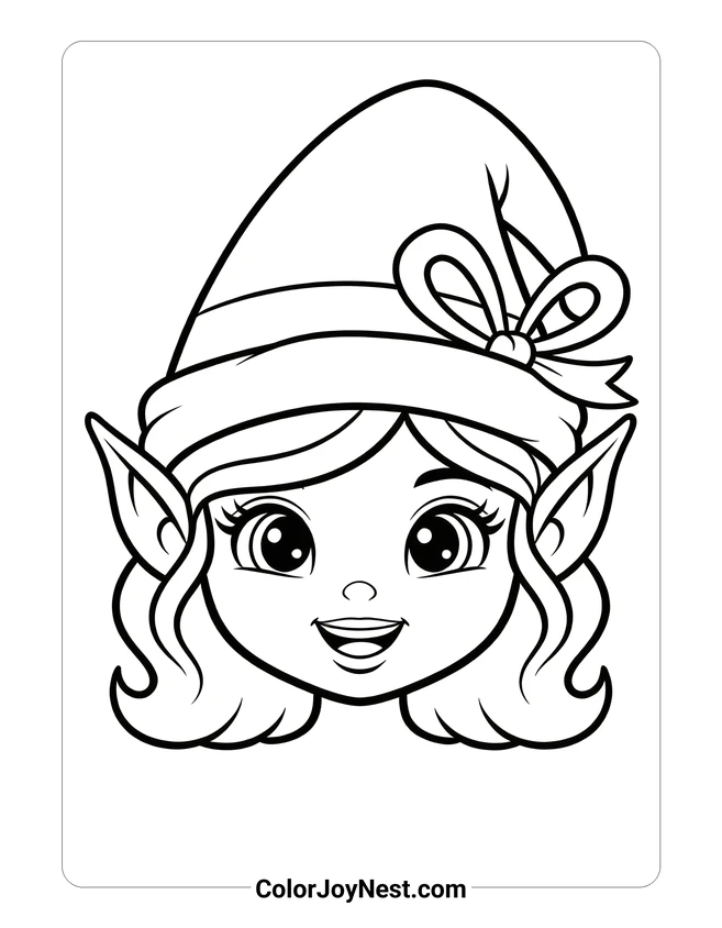 Girl Elf Face Portrait Coloring Page