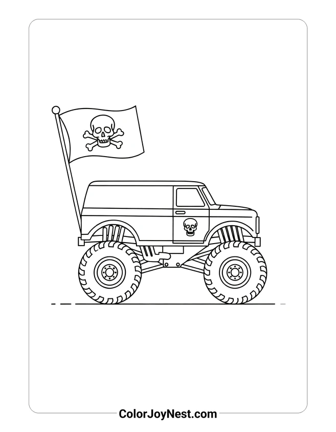 Grave Digger Flag Coloring Page
