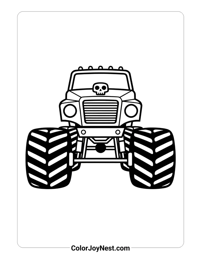 Grave Digger Front View Coloring Page