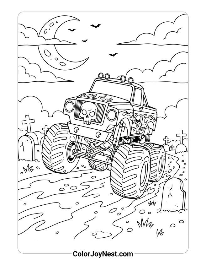 Grave Digger Graveyard Scene Coloring Page
