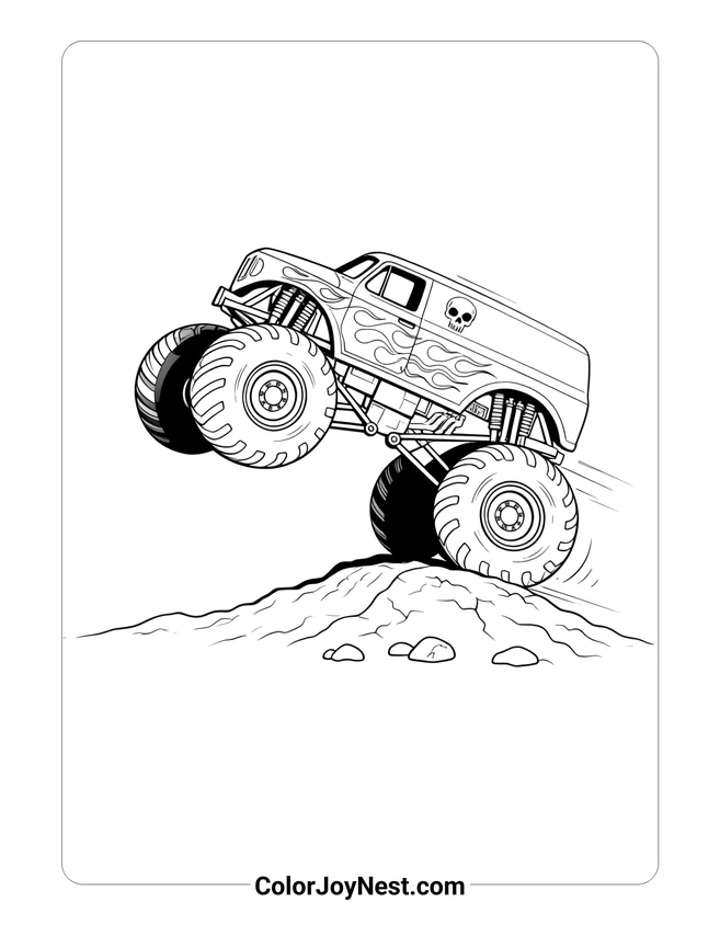 Grave Digger Jumping Coloring Page