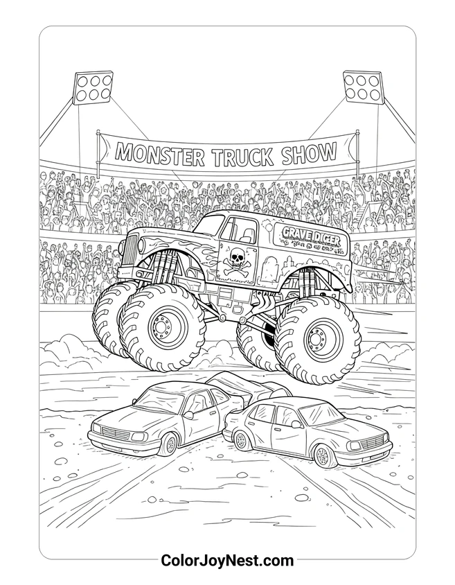 Grave Digger Stadium Show Coloring Page