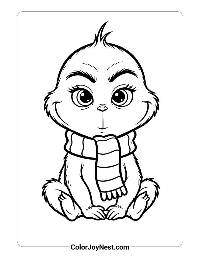 Baby Grinch with Scarf Coloring Page