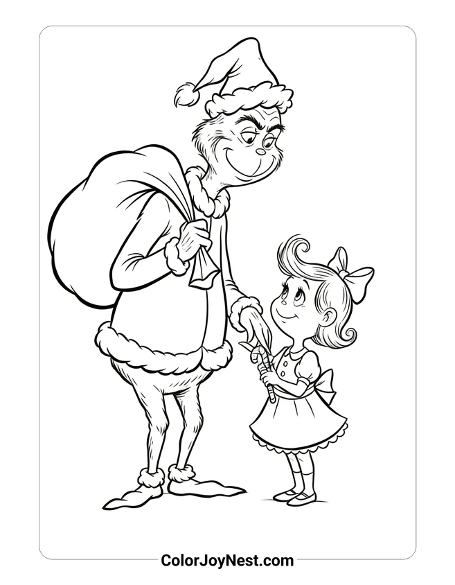 Grinch and Cindy Lou Who Coloring Page