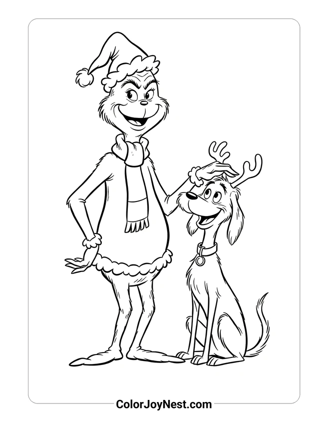Grinch and Max Best Friends Coloring Page