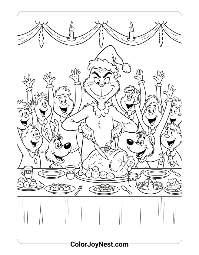 Grinch Christmas Feast Coloring Page