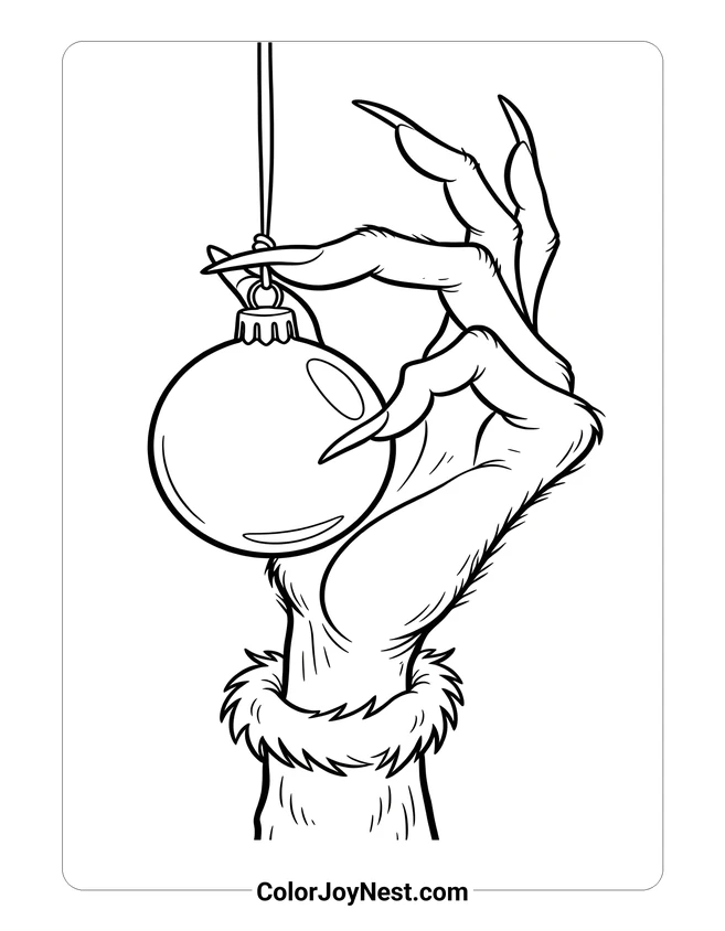 Grinch Hand Stealing Ornament Coloring Page