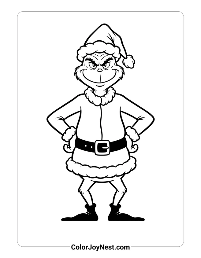 Grinch in Santa Suit Coloring Page