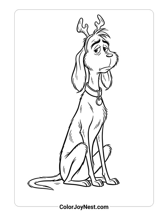 Max the Dog with Antler Coloring Page