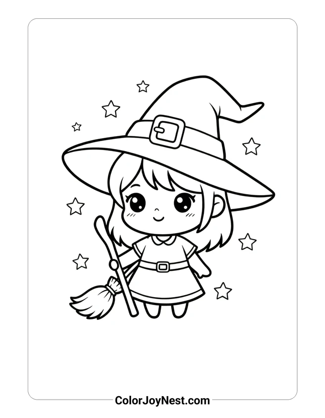 Baby Witch Coloring Page