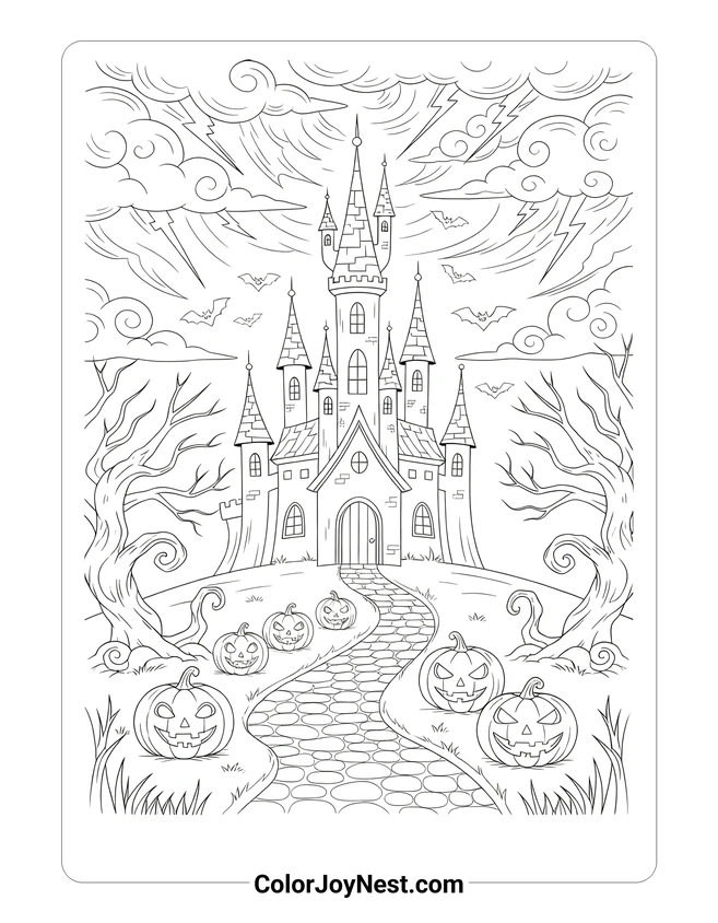 Halloween Castle Coloring Page