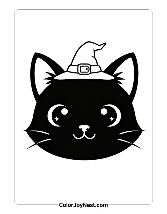 Halloween Cat Head Coloring Page