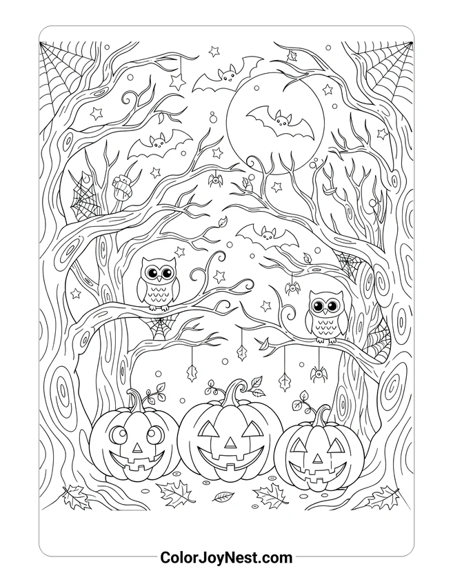 Halloween Forest Coloring Page